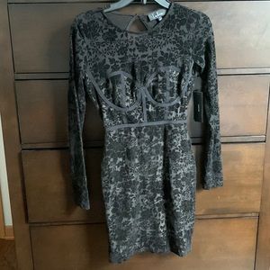 Black Velvet Floral Mini Dress